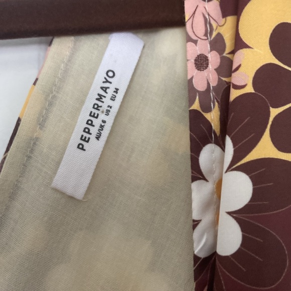 Peppermayo brown floral tie dress in size 2 - Picture 3 of 3